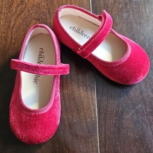 Children chic Red Velvet Mary Jane Shoes